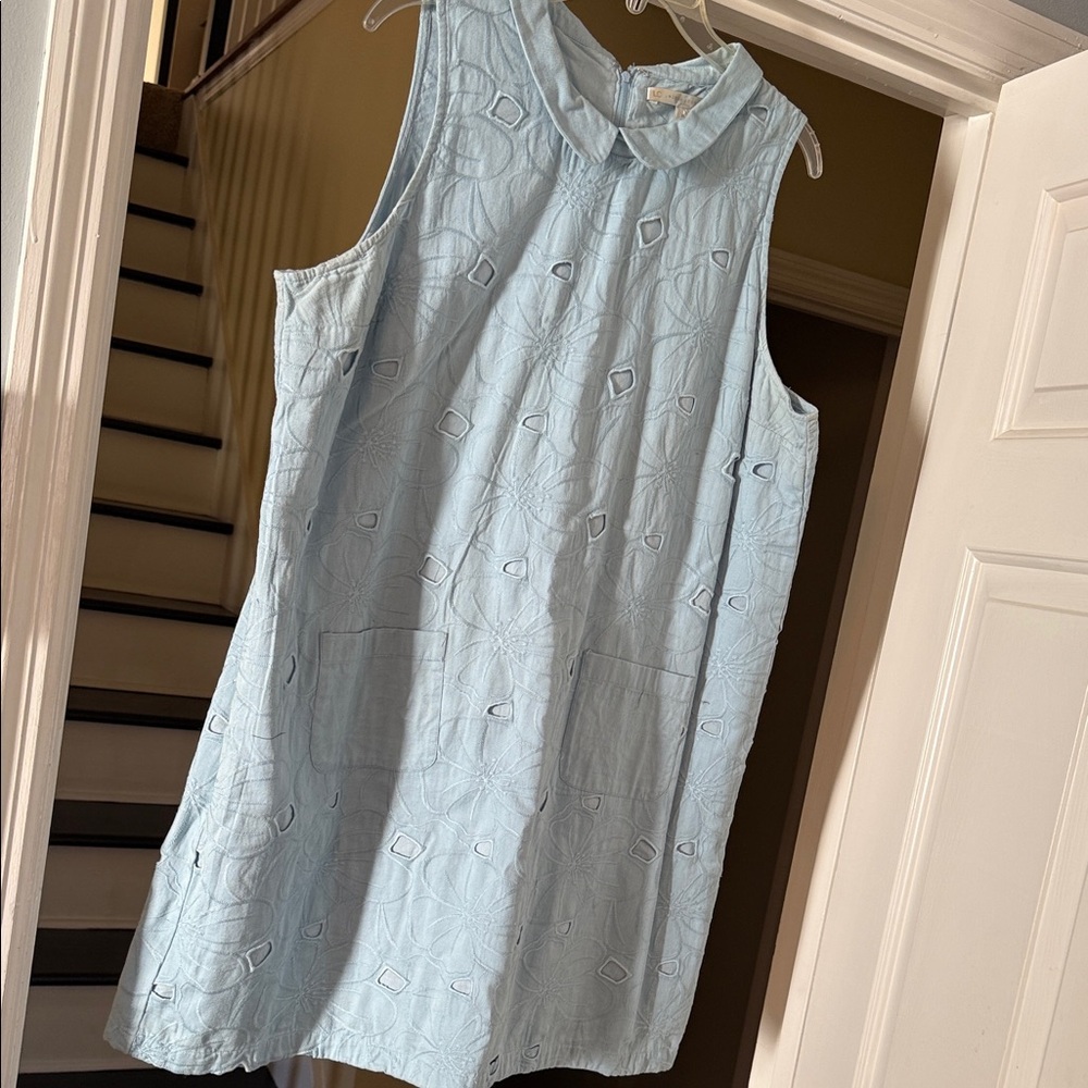 Sleeveless Light Blue Textured Dress